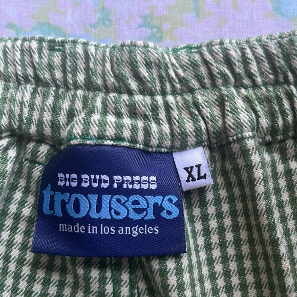 Big Bud Press | Spring Green Gingham Trouser Pants Sz XL 100% Cotton *LIKE NEW* - Picture 7 of 11